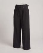 Women High-waisted wide pleat trousers with shortened length Fashion Glam