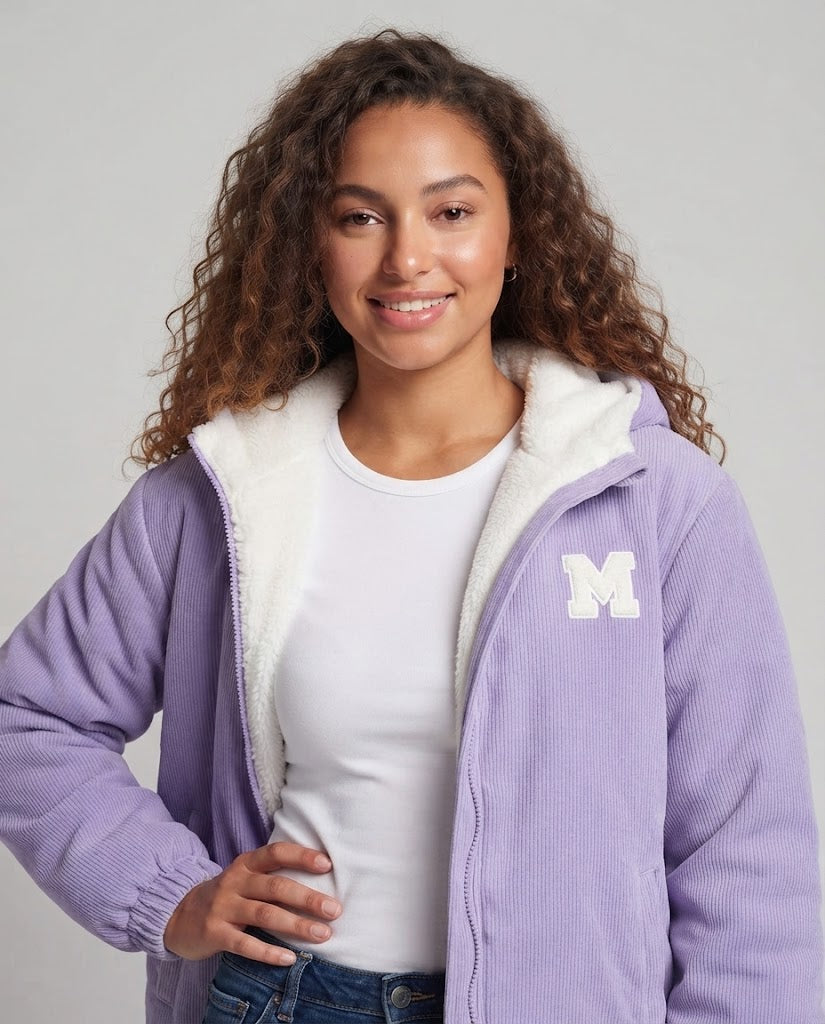 Women's Fleece Jacket with Hood Fashion Glam