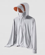 Women Athletic and UV Protection Jacket with Adjustable Hood Fashion Glam-Fashion Glam