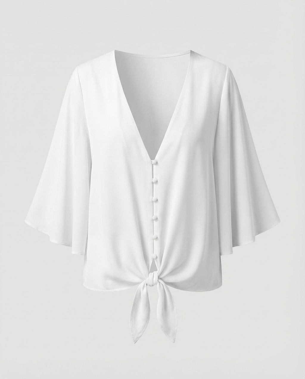Women Bell Sleeve Knot Blouse Top-Fashion Glam