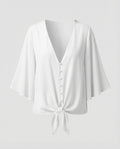 Women Bell Sleeve Knot Blouse Top-Fashion Glam