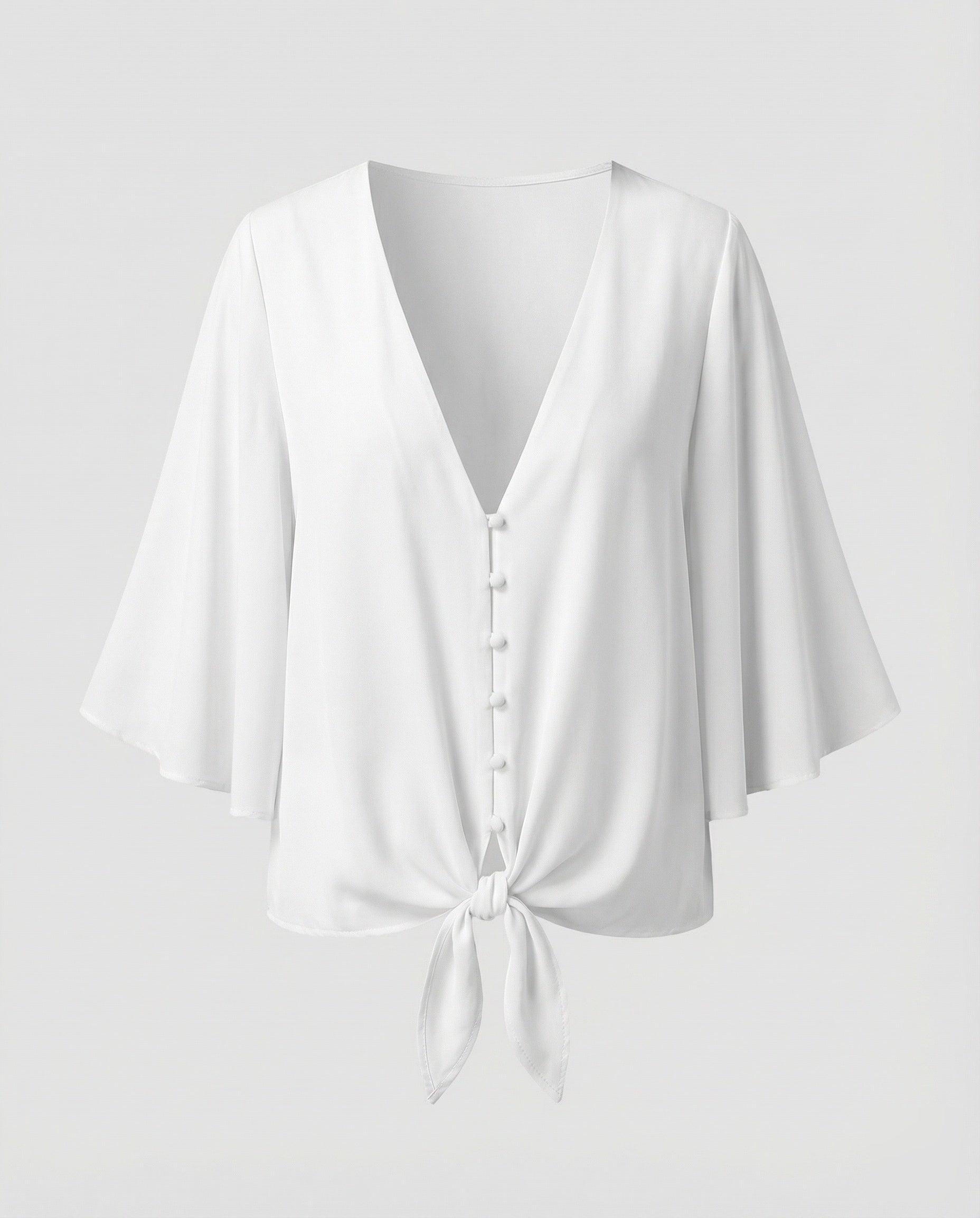 Women Bell Sleeve Knot Blouse Top-Fashion Glam