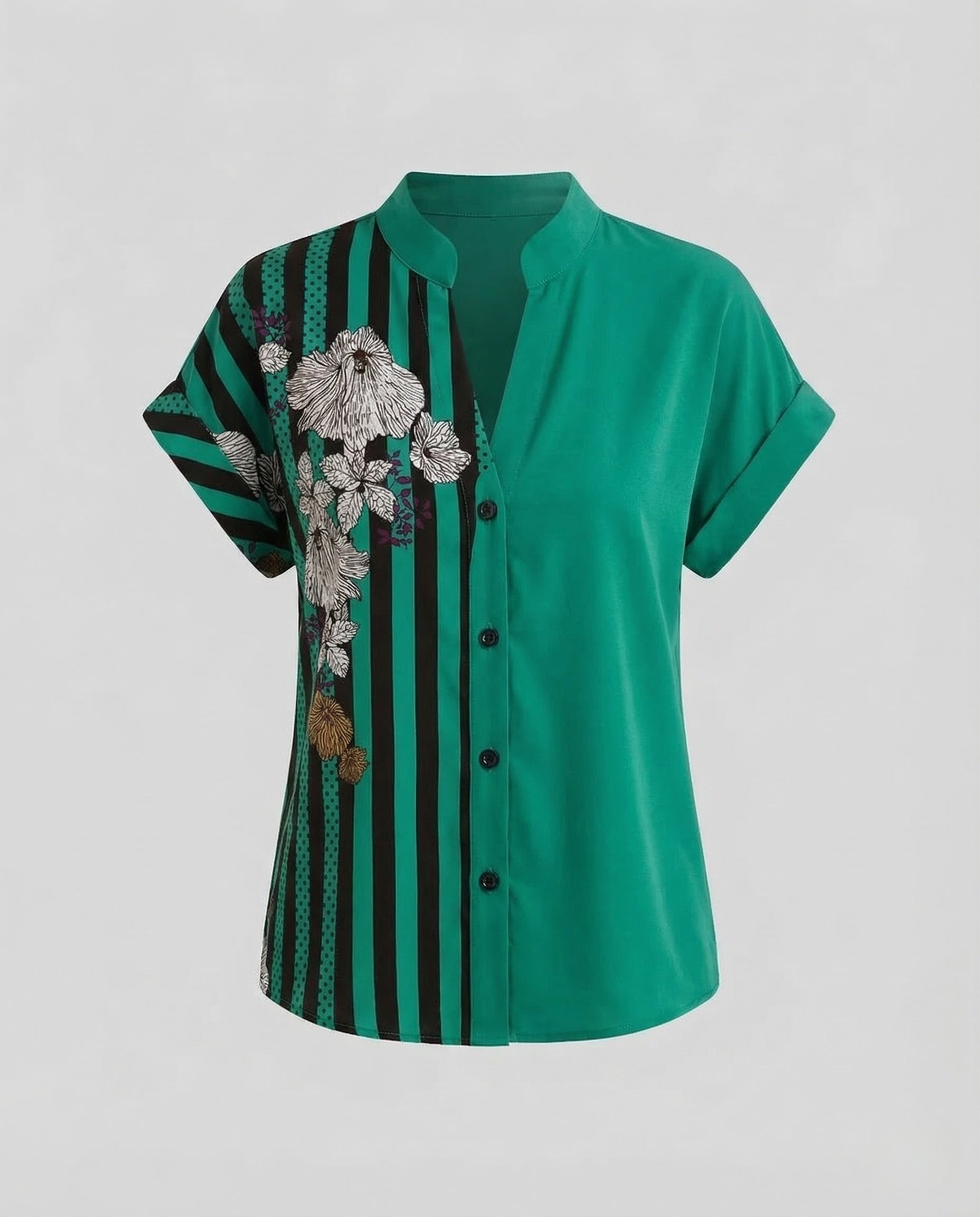 Women Blouse Shirt Stand Collar Floral Print-Fashion Glam