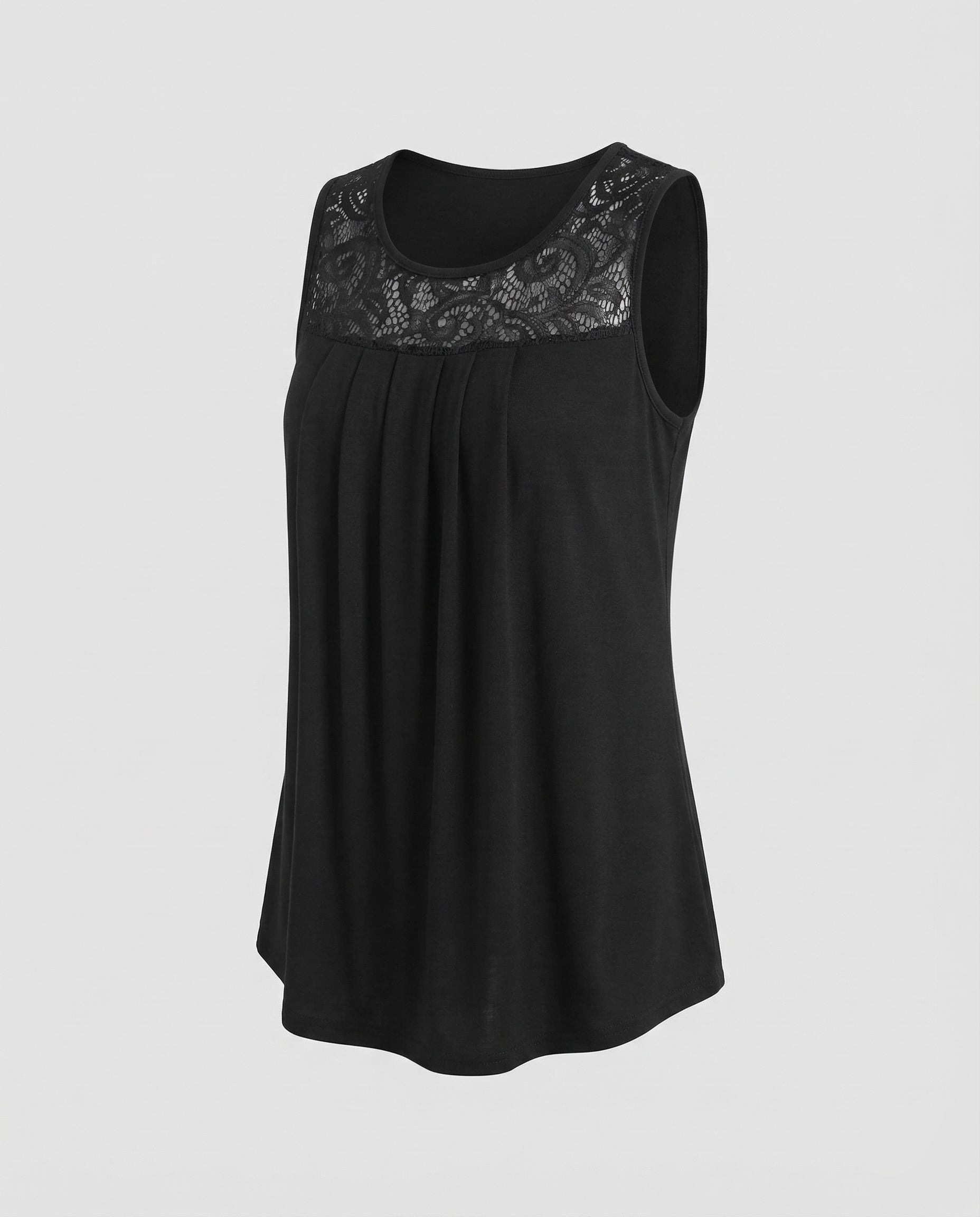 Women Blouse Top Lace Yoke Pleats-Fashion Glam