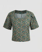 Women Casual Short Sleeve Blended Fabric Blouse Top-Fashion Glam