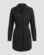 Women Classic Wide Shaping Waist Belt Blended Fabric Blouse Dress-Fashion Glam