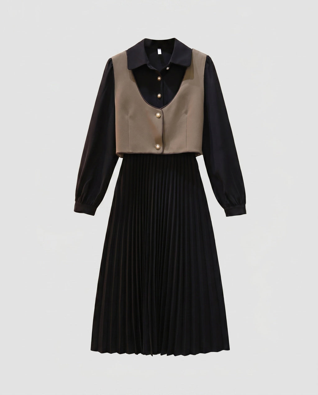 Women Elegant and Fashionable Blouse Dress with Pleated Details Fashion Glam-Fashion Glam