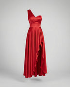 Women Elegant Maxi Dress with Asymmetric Hem and Ruffle Details-Fashion Glam