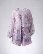 Women Elegant patterned blouse-shorts combination Fashion Glam-Fashion Glam