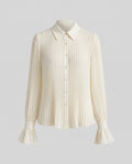 Women Elegant Pleated Blouse Dress with Waist Belt Fashion Glam-Fashion Glam