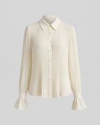 Women Elegant Pleated Blouse Dress with Waist Belt Fashion Glam-Fashion Glam