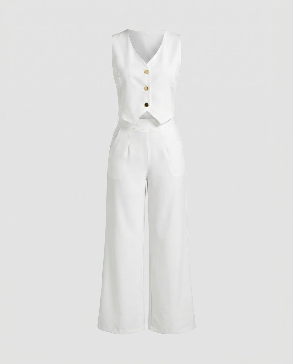 Women Elegant Set with Sleeveless Blazer and Wide Pants Fashion Glam-Fashion Glam