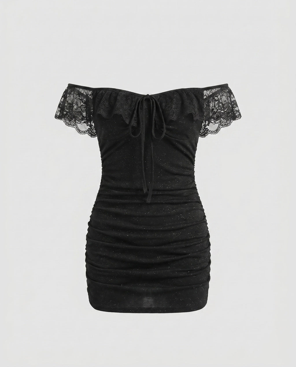 Women Figure-hugging Dress with Refined Ruffle Detail and Lacing-Fashion Glam