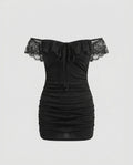 Women Figure-hugging Dress with Refined Ruffle Detail and Lacing-Fashion Glam