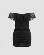 Women Figure-hugging Dress with Refined Ruffle Detail and Lacing-Fashion Glam