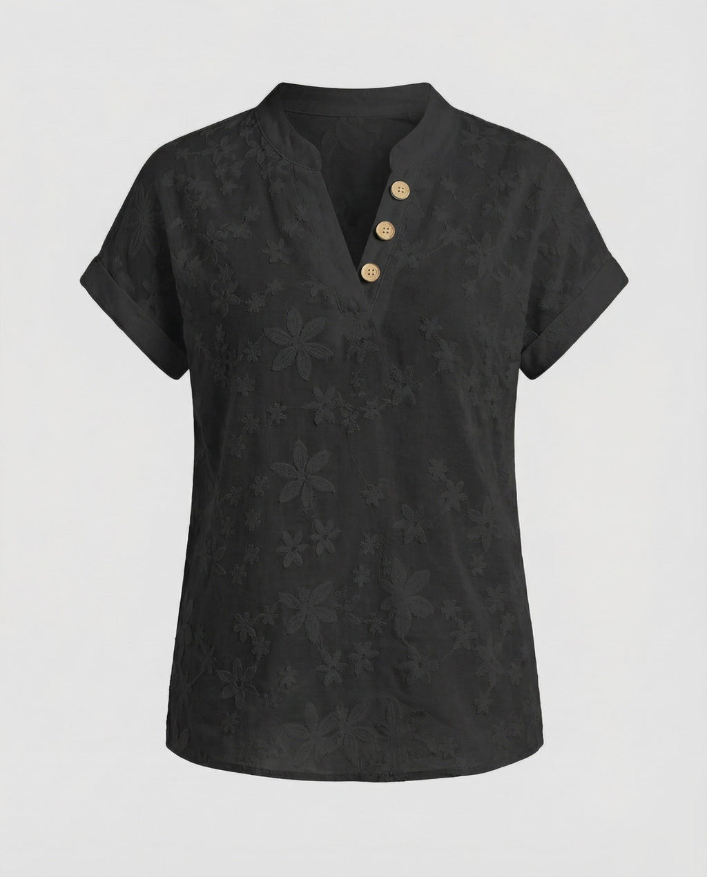 Women Flower Jacquard V-Neck Blouse Shirt-Fashion Glam