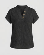 Women Flower Jacquard V-Neck Blouse Shirt-Fashion Glam