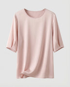 Women Flowing Round Neck Satin Blouse Top-Fashion Glam