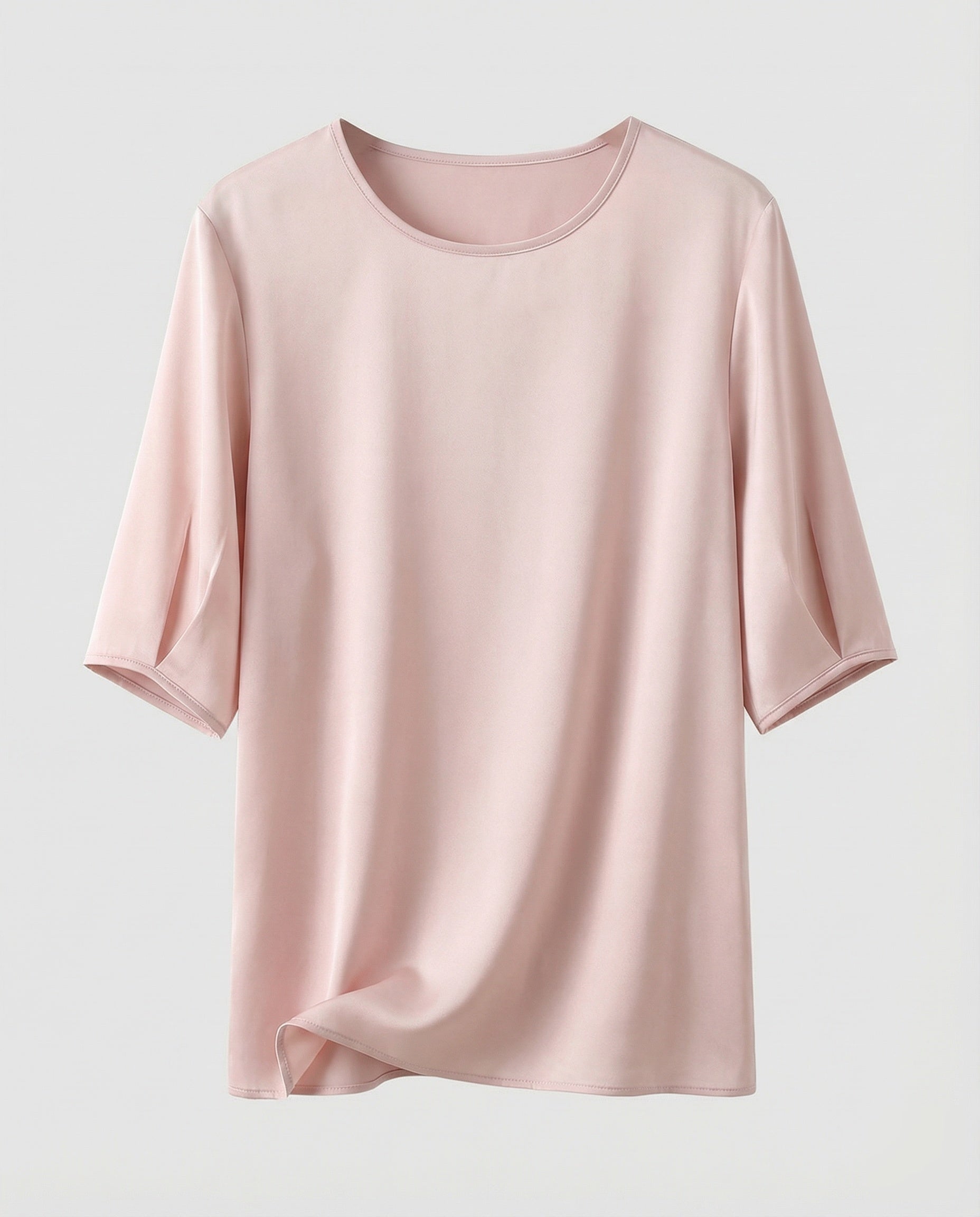 Women Flowing Round Neck Satin Blouse Top-Fashion Glam