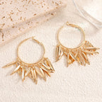 Women Hanging Earrings with Elegant Decorative Leaf Design Fashion Glam-Fashion Glam