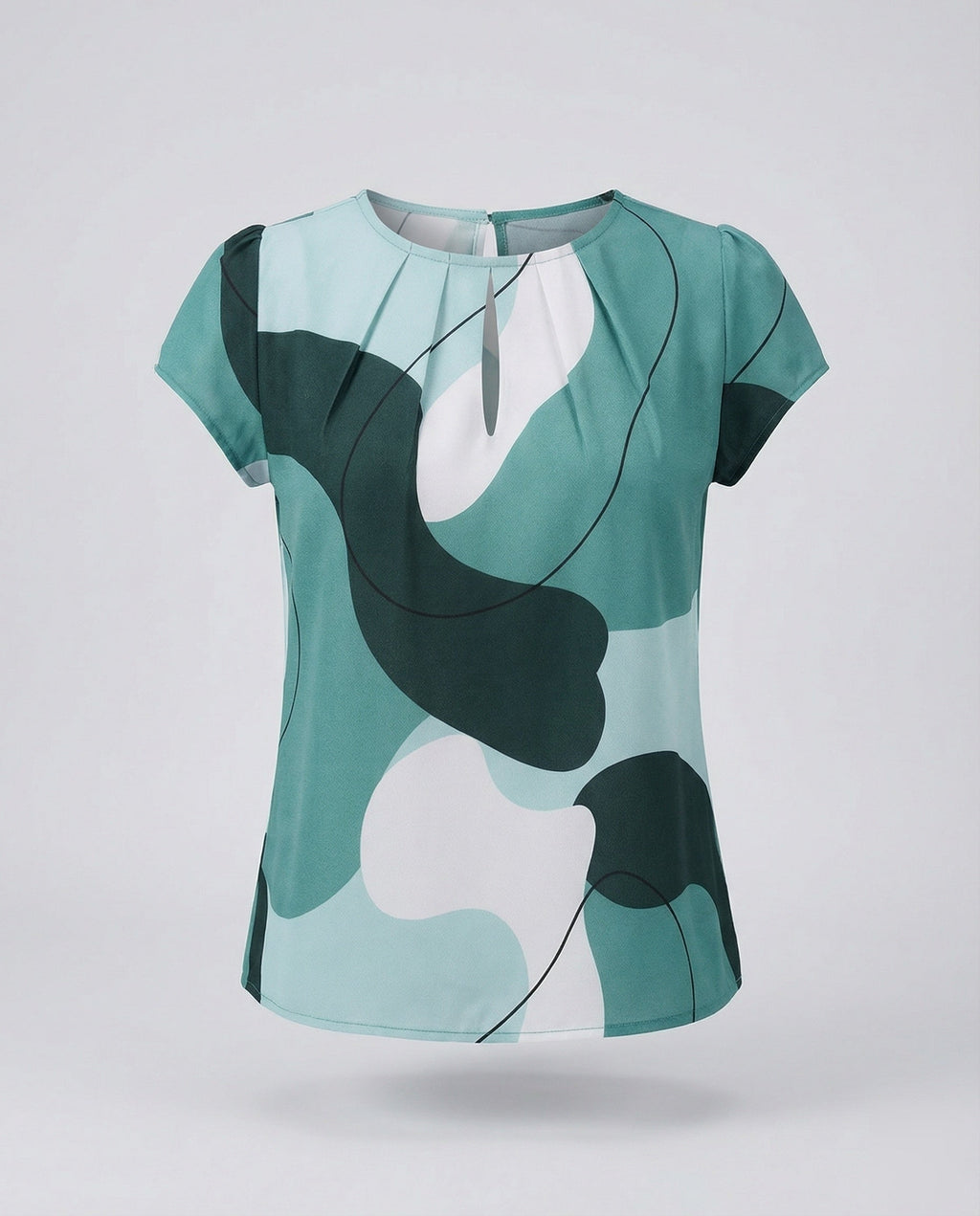 Women Lightweight Allover Pattern Satin Blouse Top-Fashion Glam