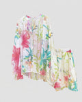 Women Long Blouse Set with Floral Design and Elastic Waist Fashion Glam-Fashion Glam