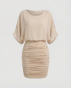 Women Modern Ruched Stretch Pencil Skirt Chiffon Blend Blouse Dress-Fashion Glam