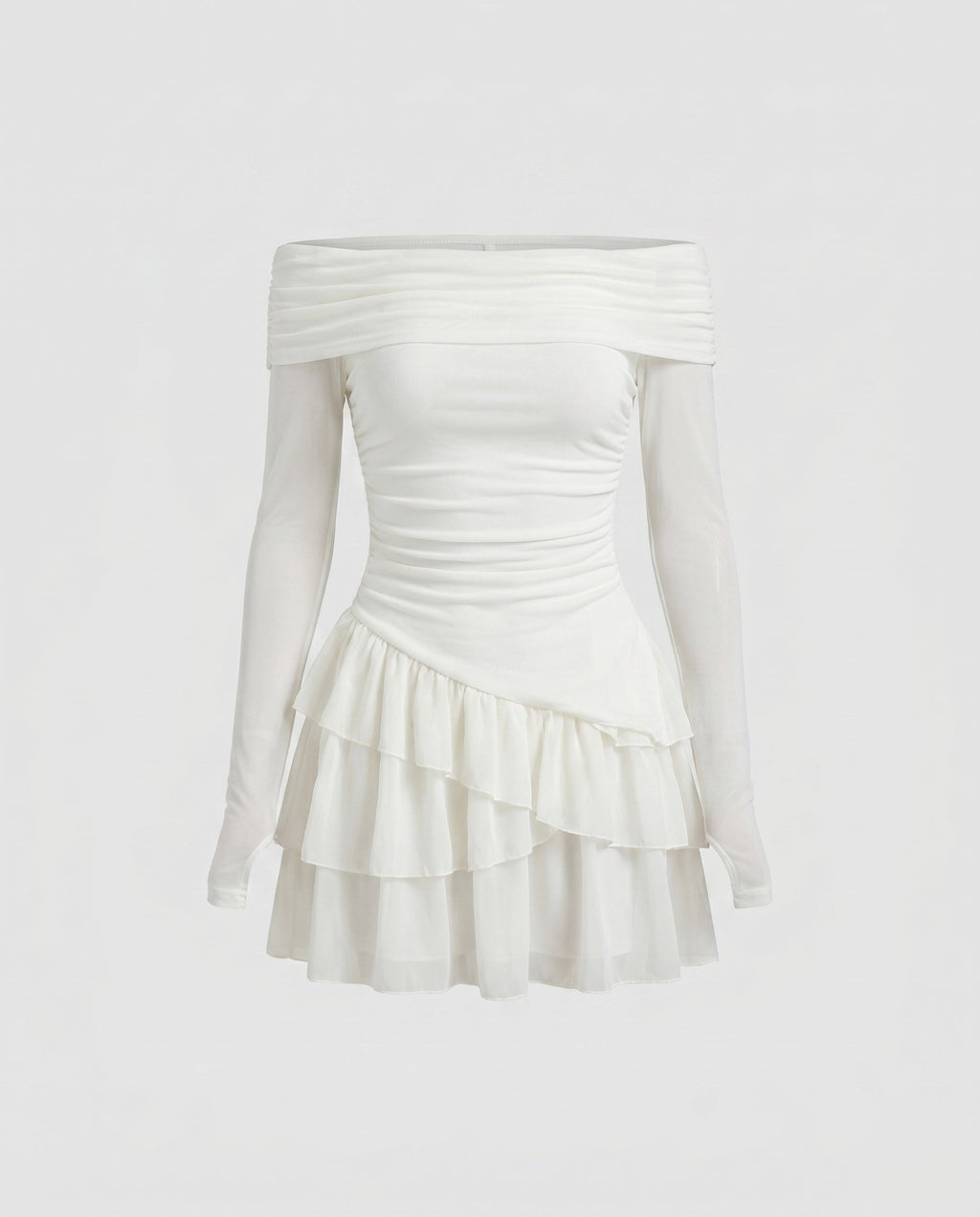 Women Off-Shoulder Dress with Voluminous Ruffle Hem-Fashion Glam