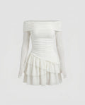 Women Off-Shoulder Dress with Voluminous Ruffle Hem-Fashion Glam
