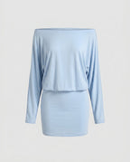 Women Off-Shoulder Dress with Voluminous Sleeves-Fashion Glam