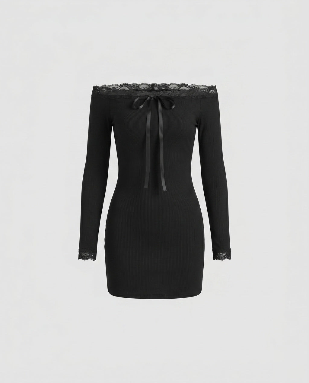 Women Off-Shoulder Mini Dress with figure-hugging silhouette and elegant puff sleeves-Fashion Glam