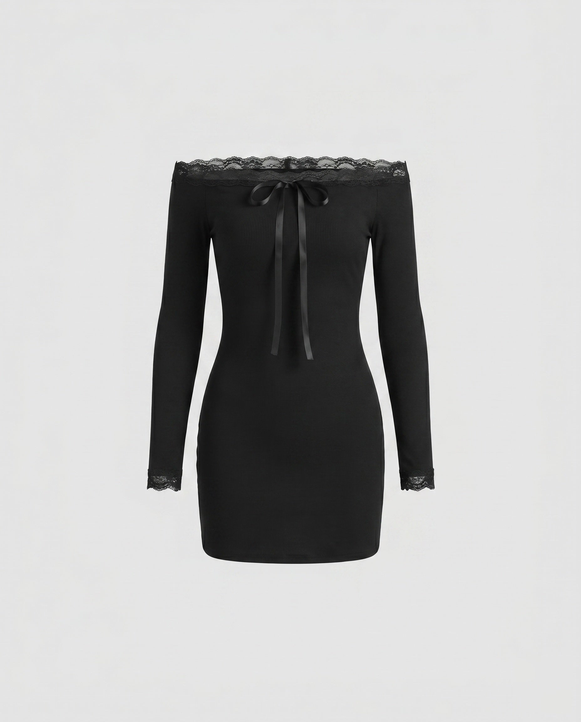 Women Off-Shoulder Mini Dress with figure-hugging silhouette and elegant puff sleeves-Fashion Glam