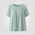 Women Piped Ruffle Blouse Tunic-Fashion Glam