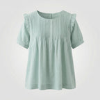 Women Piped Ruffle Blouse Tunic-Fashion Glam
