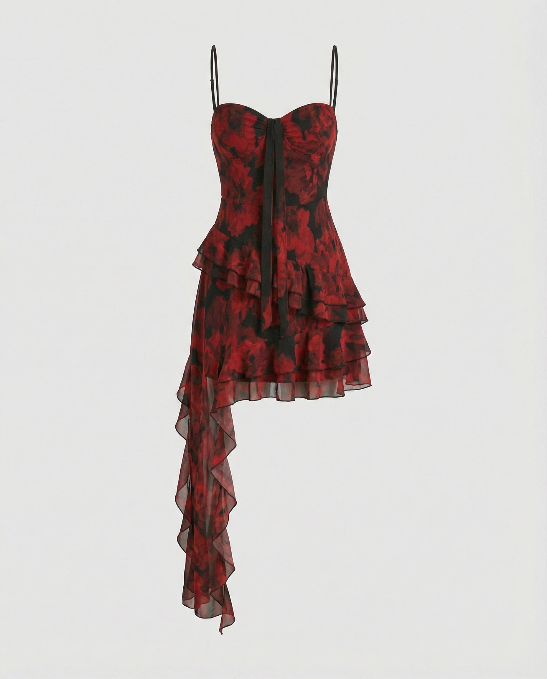 Women Playful Mini Dress with Asymmetrical Cut and Exciting Floral Design-Fashion Glam