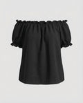 Women Pleated Neck Puff Sleeve Blouse Top-Fashion Glam