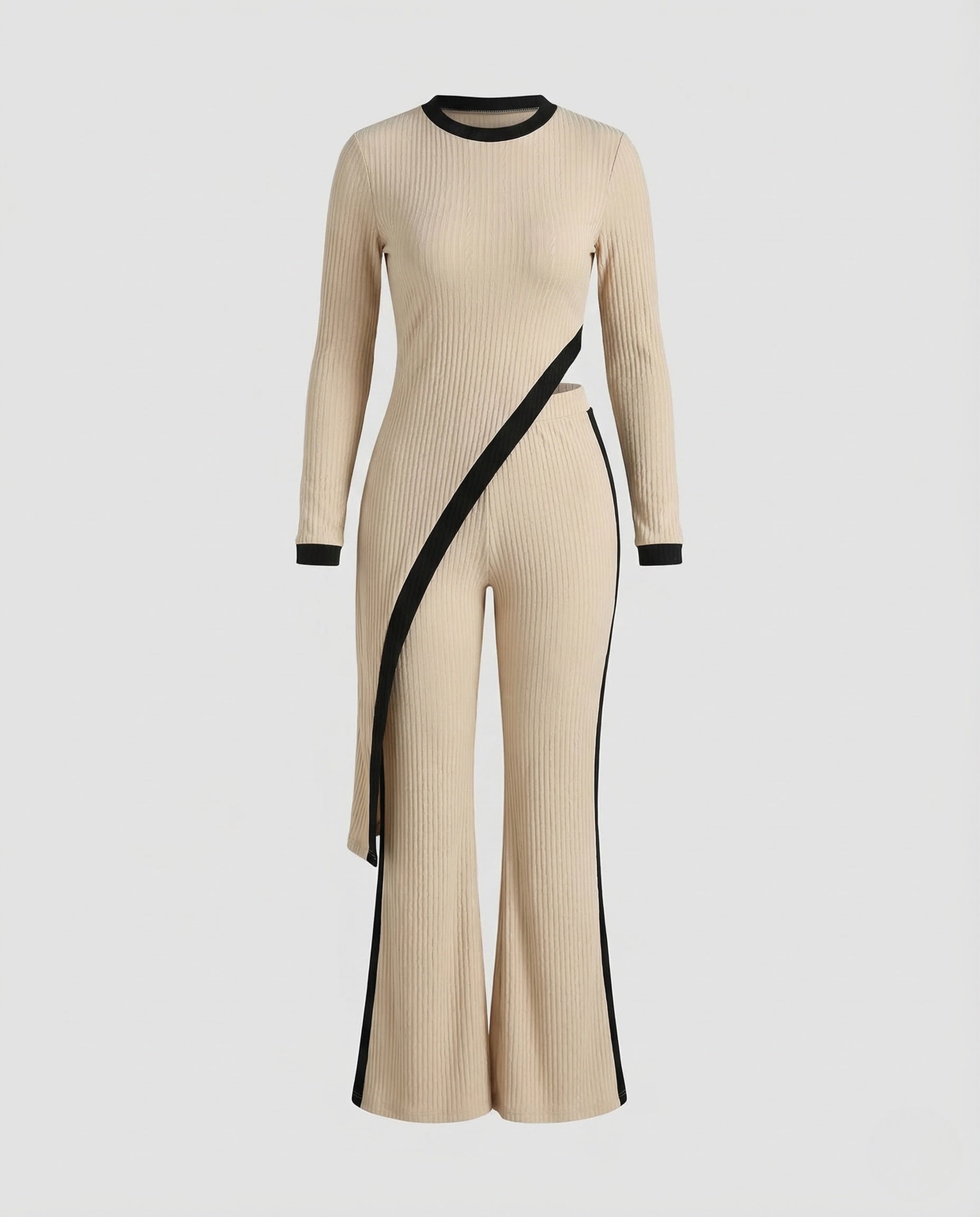 Women Ribbed Jumpsuit Flared Pants-Fashion Glam