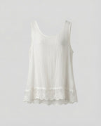 Women Scalloped Lace Trim Chiffon Sleeveless Blouse Top-Fashion Glam
