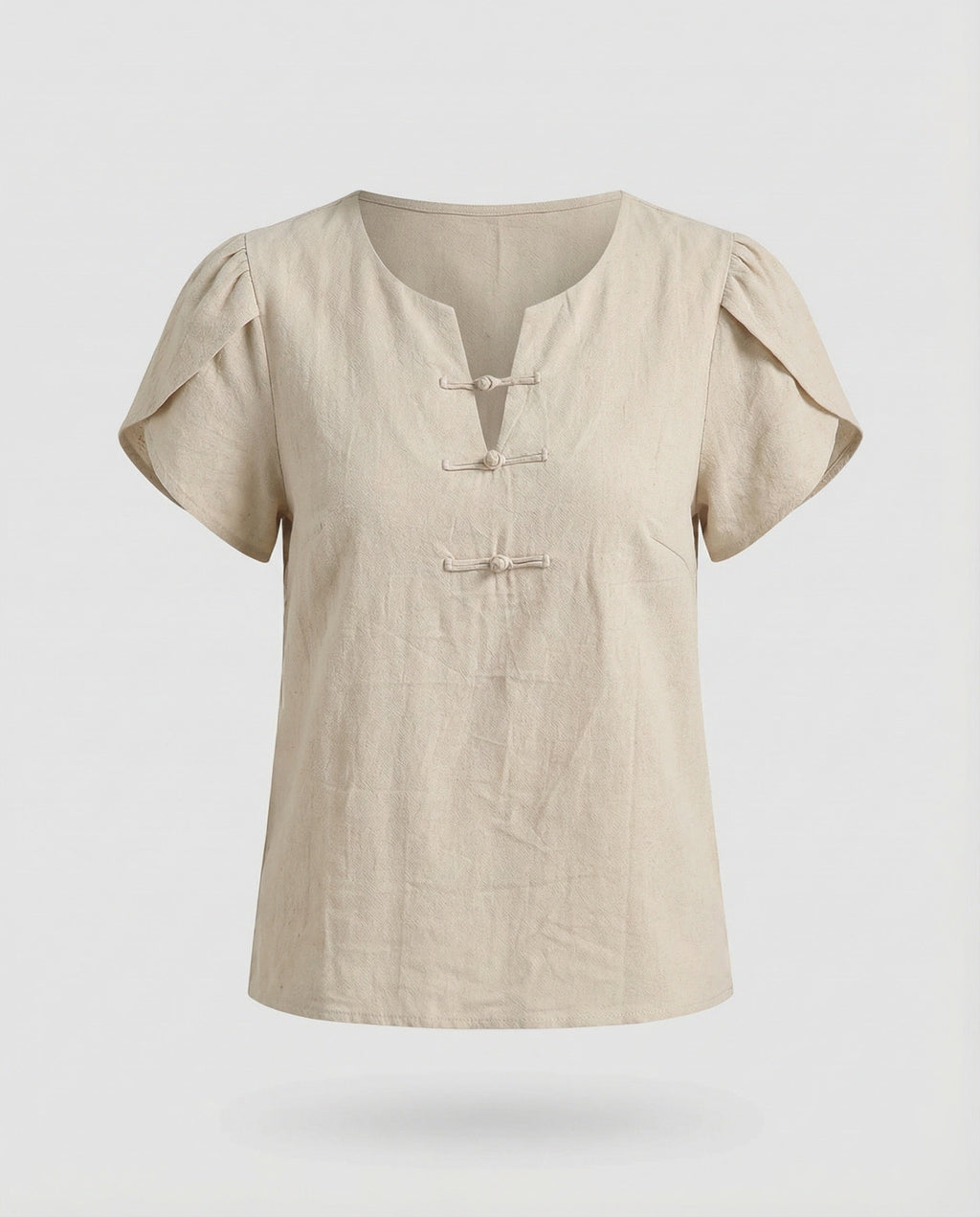 Women Short Linen Look Blouse Shirt-Fashion Glam