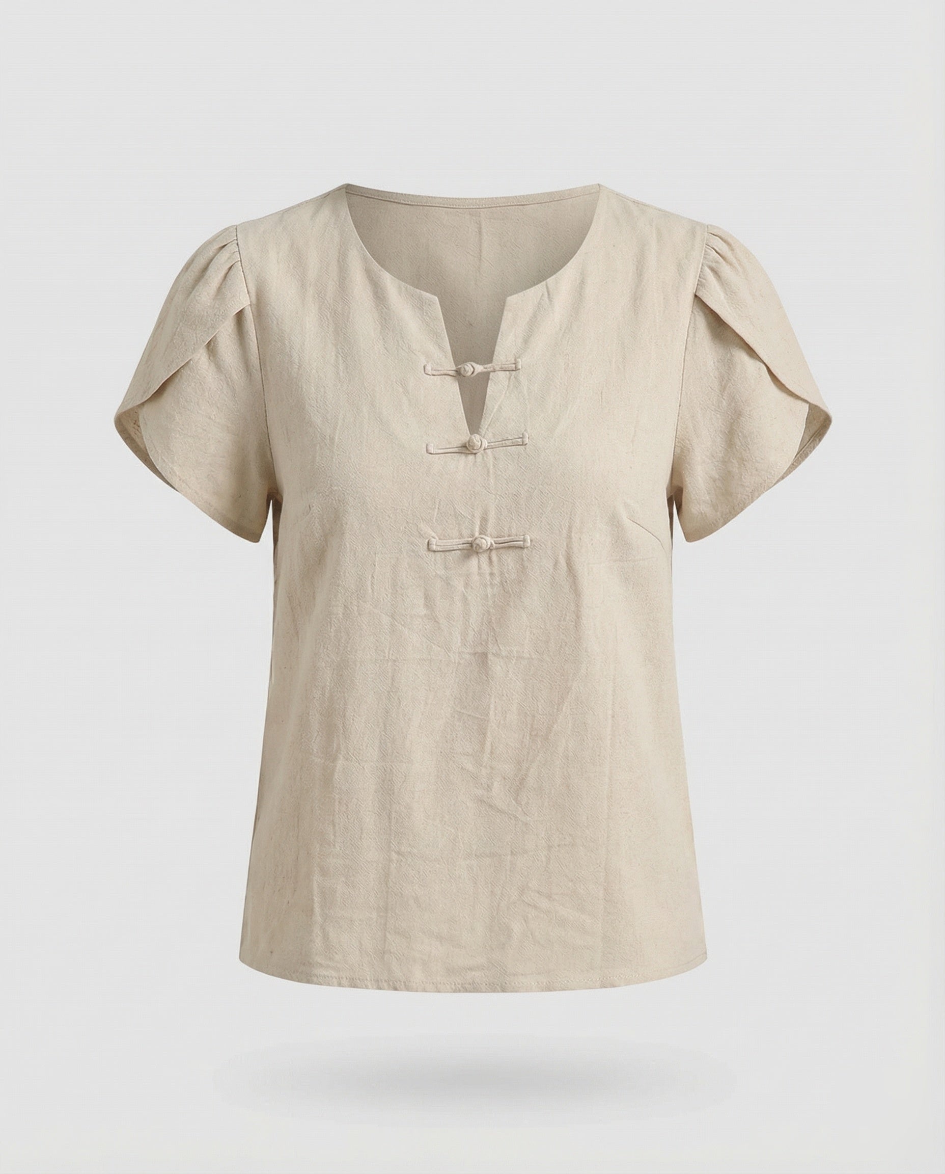 Women Short Linen Look Blouse Shirt-Fashion Glam