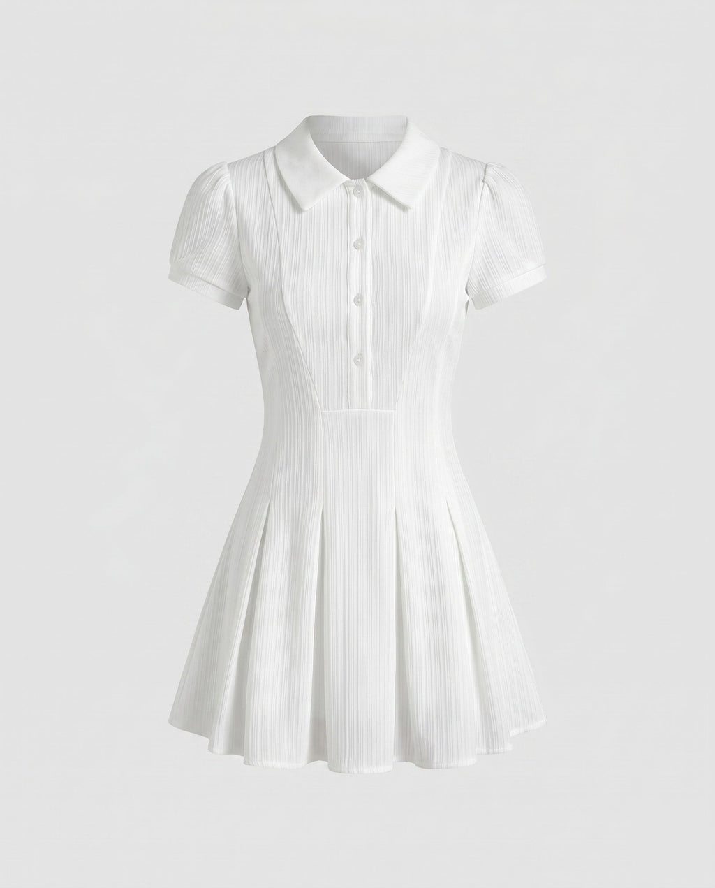 Women Short Sleeve Dress with Elegant Pleats and Classic Collar-Fashion Glam