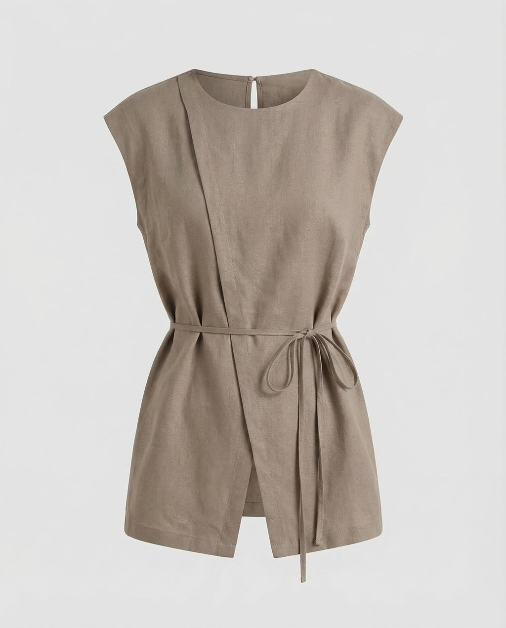 Women Sleeveless Blouse Tunic Waist Tie-Fashion Glam
