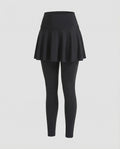 Women Sporty Sewn Bell Skirt Stretch Sporty Leggings-Fashion Glam