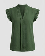 Women Structured Ruffle Sleeve Blouse Top-Fashion Glam