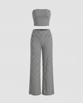Women two-piece set with narrow top and wide-cut pants-Fashion Glam