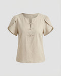 Women Wing Sleeve Mandarin Neck Blouse Top-Fashion Glam