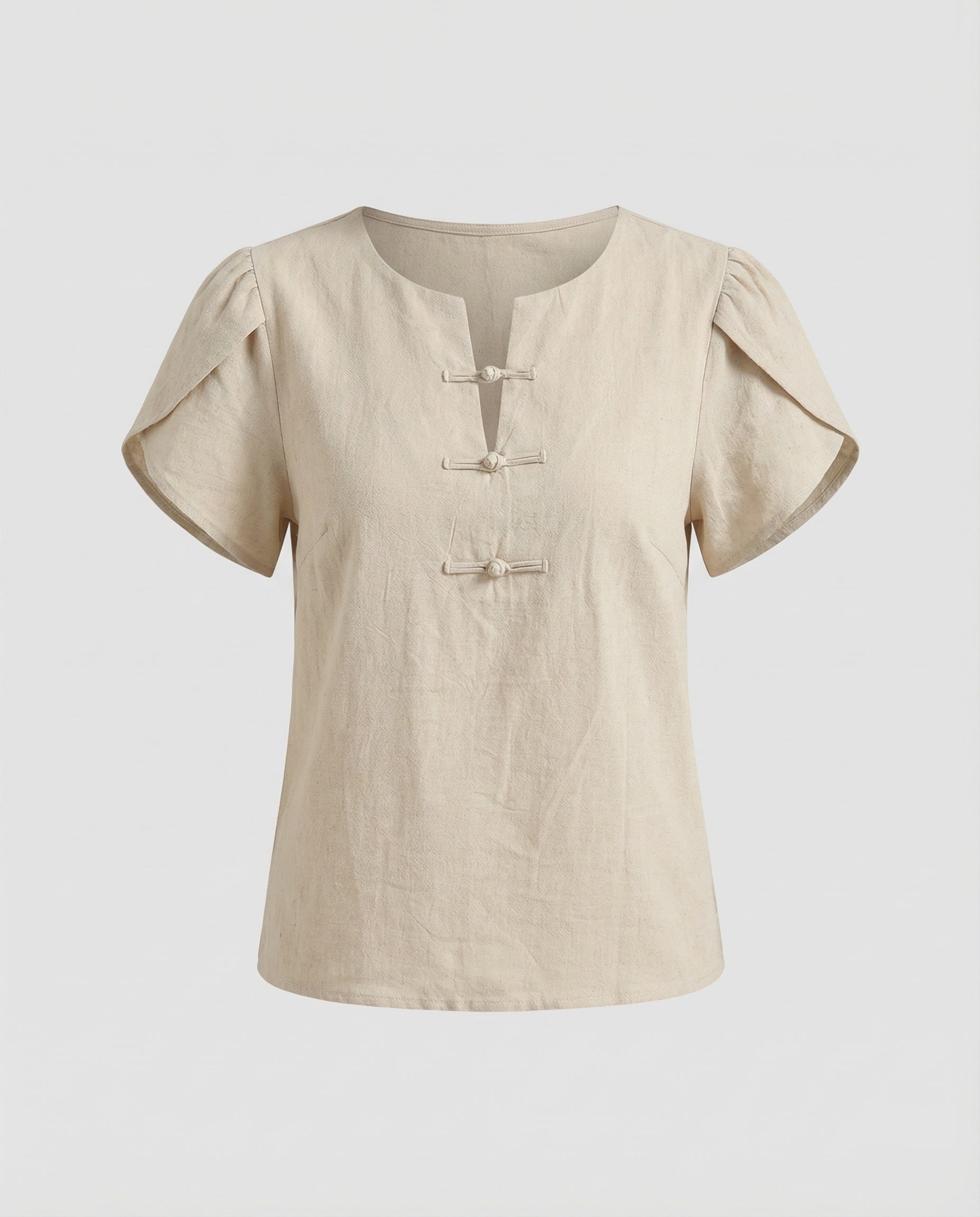 Women Wing Sleeve Mandarin Neck Blouse Top-Fashion Glam