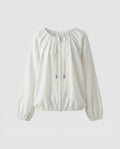 Women's airy blouse top with drawstring and casual cut-Fashion Glam