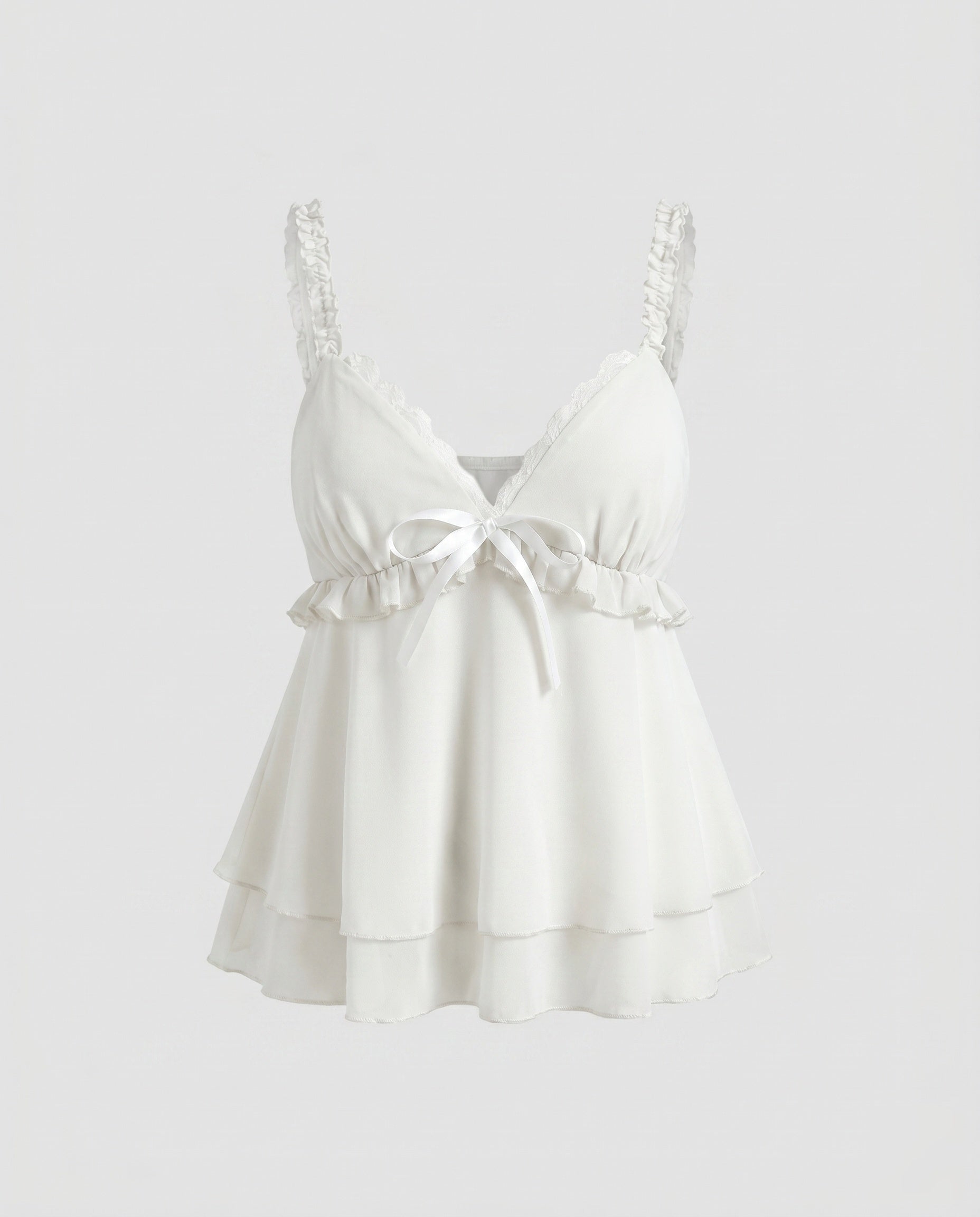 Women's airy blouse top with ruffle details and stylish drawstring-Fashion Glam