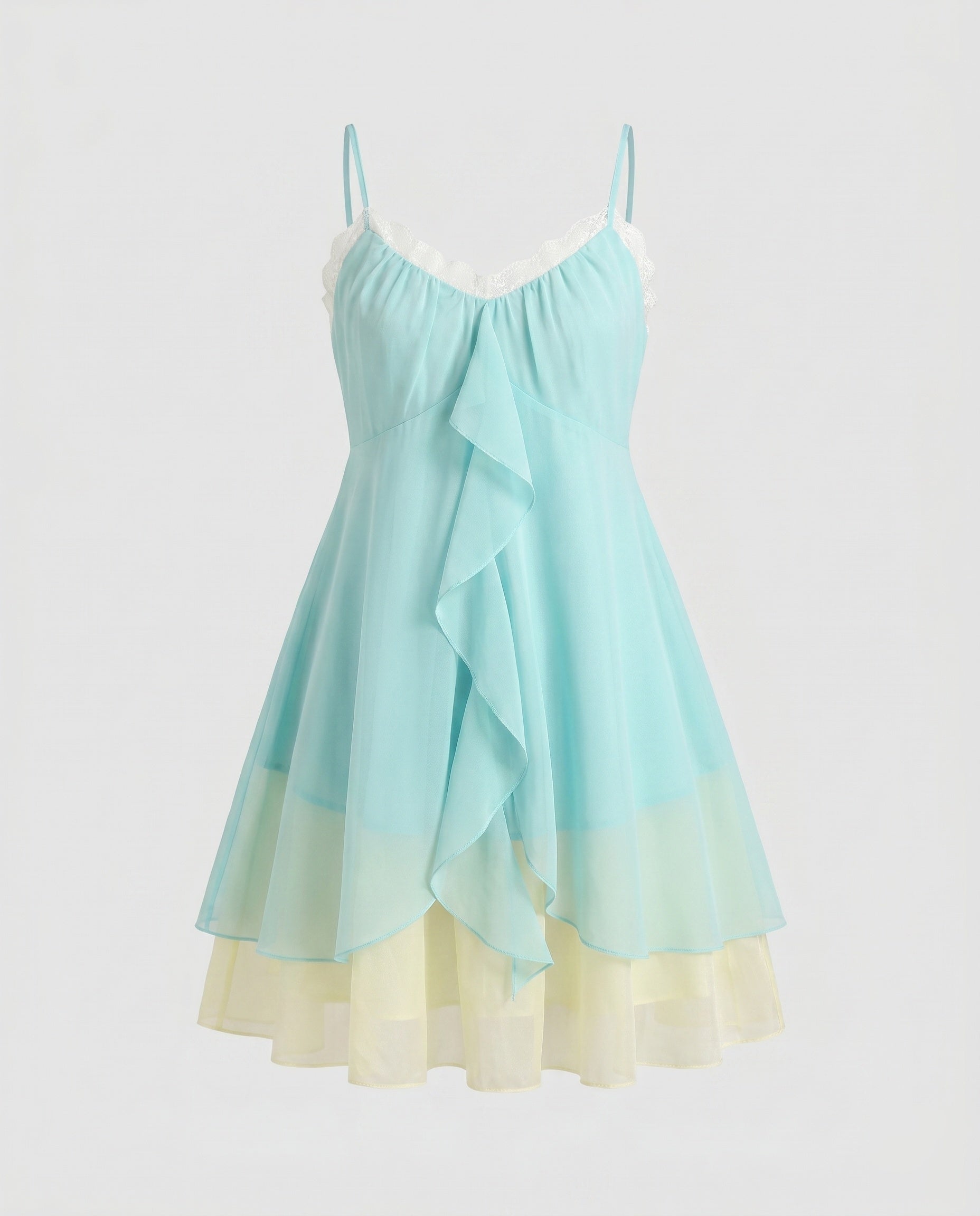 Women's Airy Chiffon Dress with Voluminous Ruffle Details-Fashion Glam